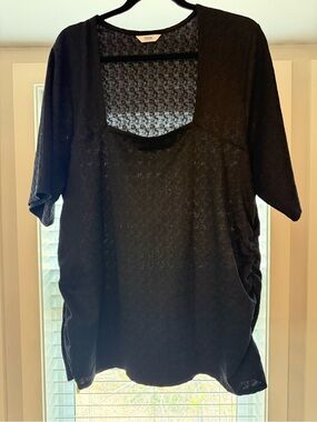 Penn Black Short Sleeve Square Neck Top